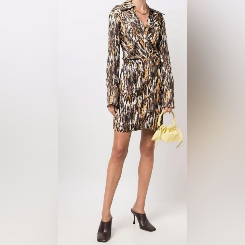 Nanushka Zada Animal Print Button-Up Shirt Dress NWT Size S